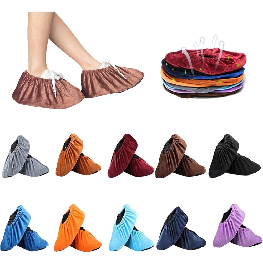 NWT 10Pairs Reusable Non Slip Shoe Covers, Premium Soft Washable 10 Colors